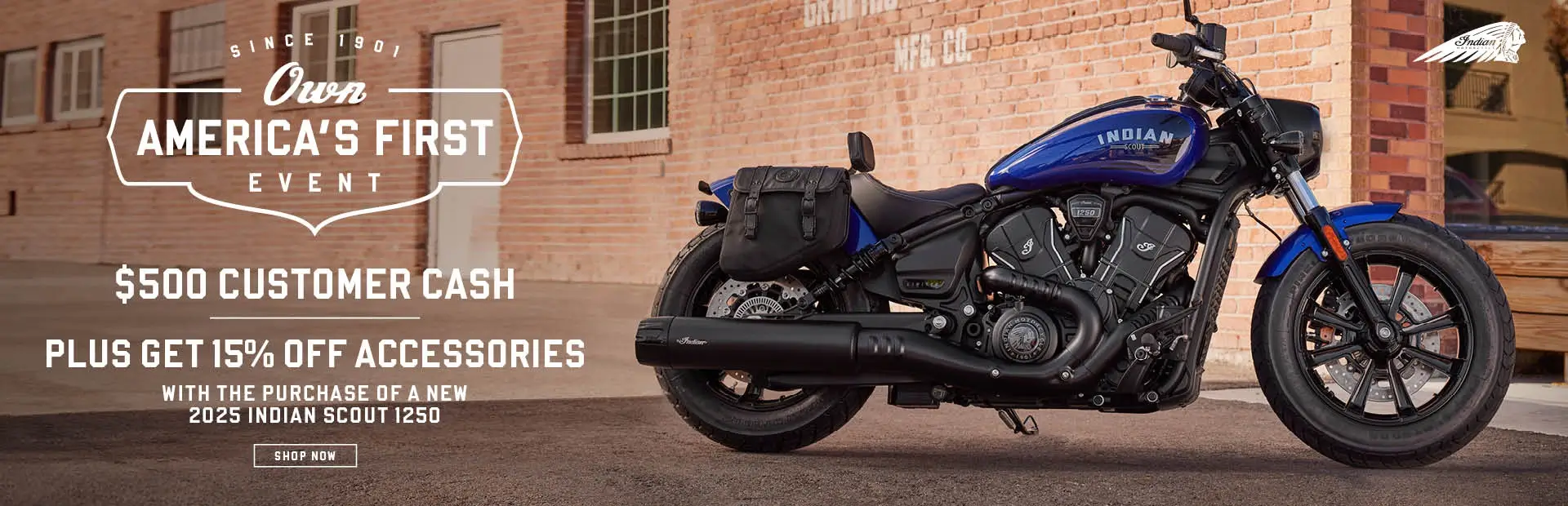 Get $500 Customer Cash on 2025 Indian Scout 1250 Models
