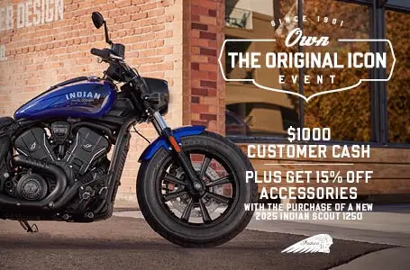Get $1000 Customer Cash on 2025 Indian Scout 1250 Models. 