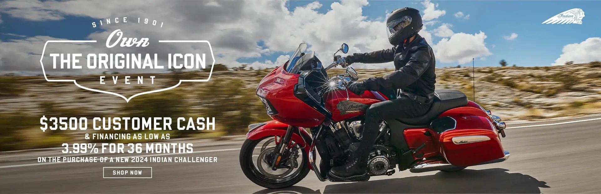 Get $3,500 Customer Cash on select 2024 Indian Challenger Models. 