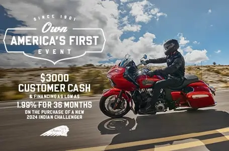 Get $3,000 Customer Cash on select 2024 Indian Challenger Models. 