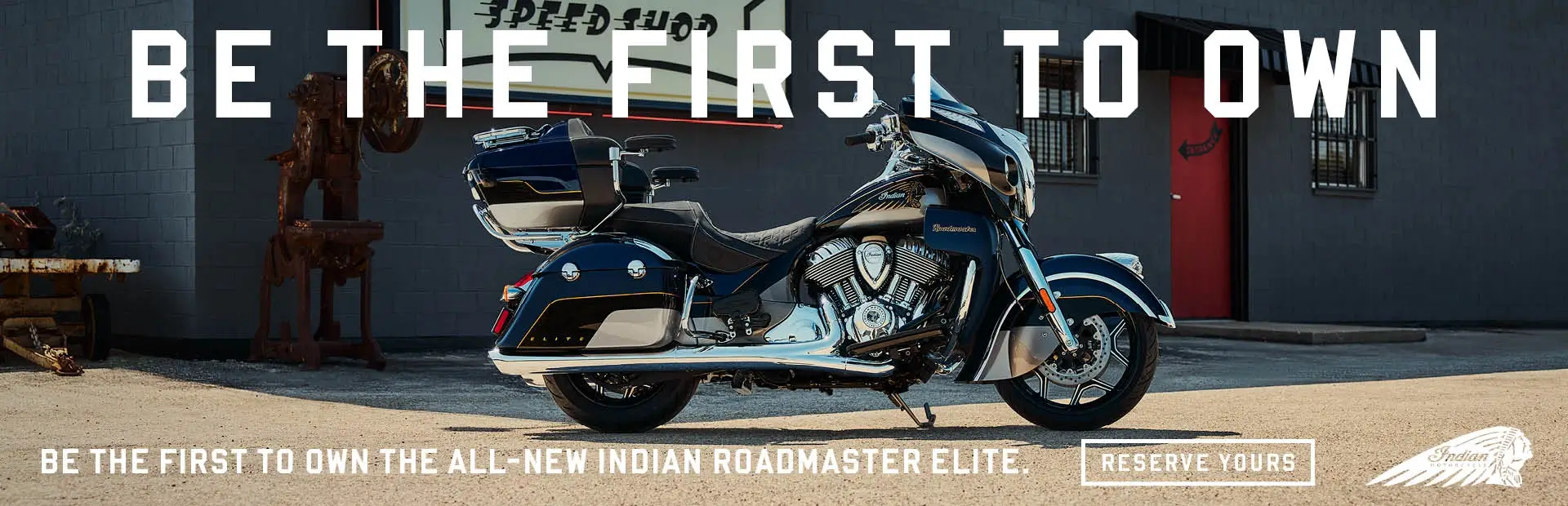 Side profile image of the all-new Indian Motorcycle Roadmaster Elite, reserve yours today.