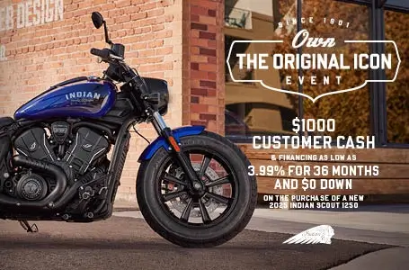 Get $1000 Customer Cash on 2025 Indian Scout 1250 Models. 