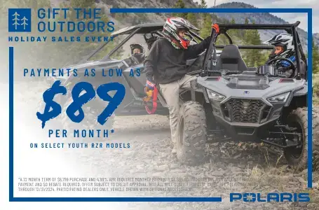 Polaris Youth RZR as Low as $89 per month.