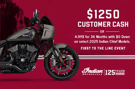 Get up to $1250 Customer Cash or 4.99% for 36 months on select 2025 Chief Models