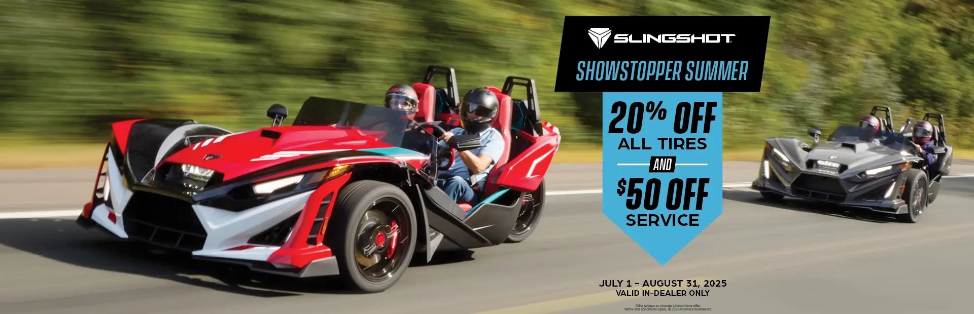 Promotion on 20% all tires and $50 off service.