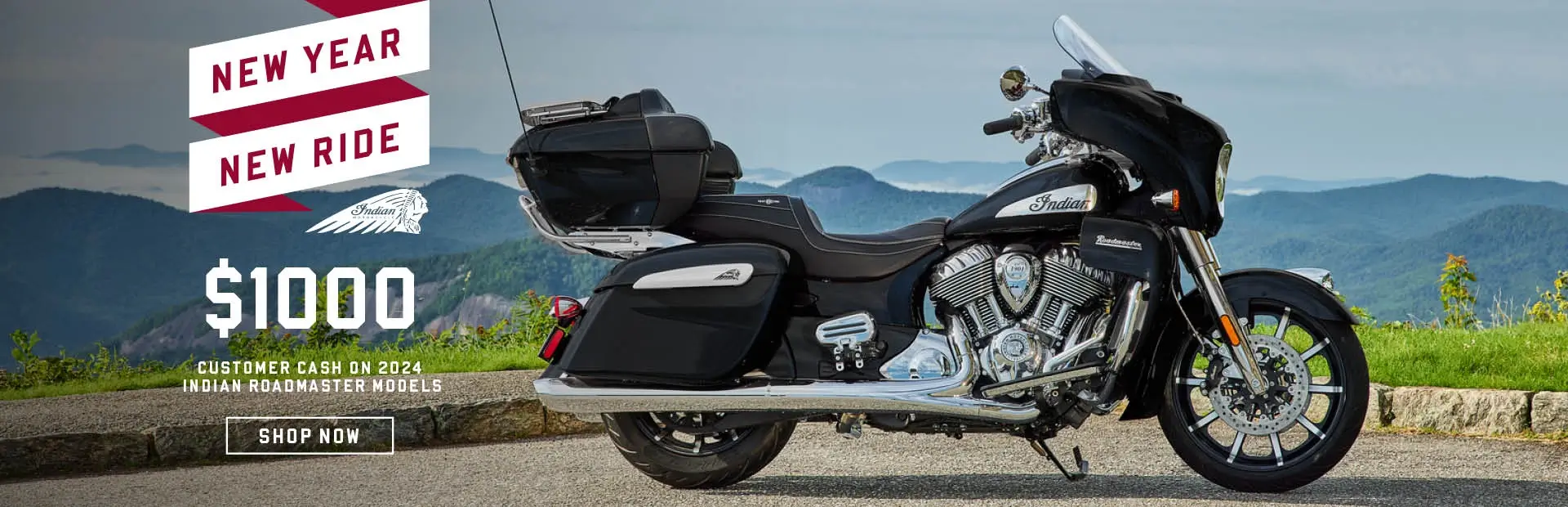 Promotional Offer: $1000 Customer Cash on  2024 Indian Roadmaster Models.