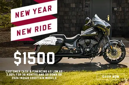 Promotional Offer: Financing as low as 3.99% for 36 months and $0 down on select 2024 Indian Chieftain Models.