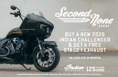 Receive a Stage 1 Slip-On Free with Purchase of a NEW Indian Motorcycle Challenger