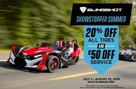 Promotion on 20% all tires and $50 off service.