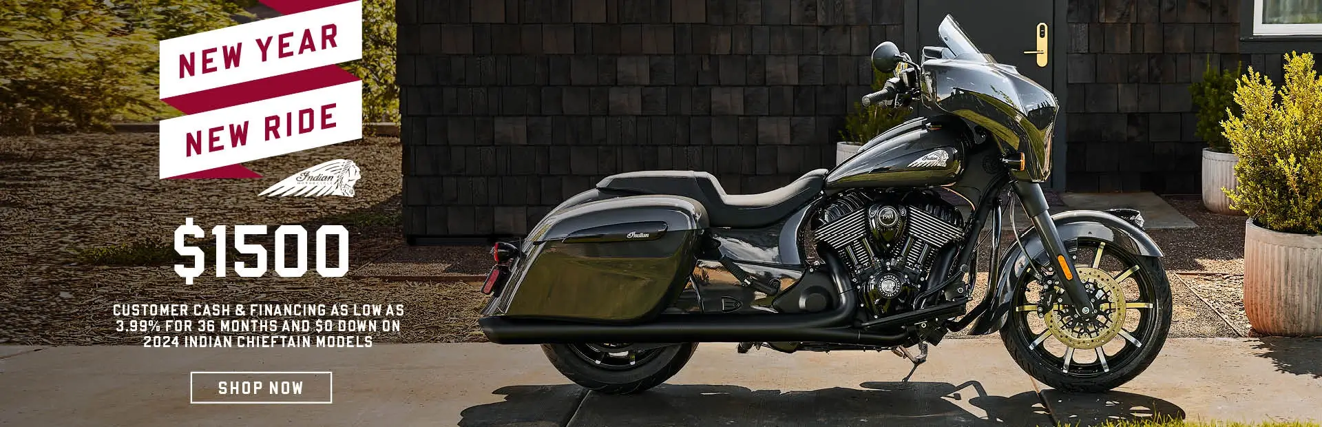 Promotional Offer: Financing as low as 3.99% for 36 months and $0 down on select 2024 Indian Chieftain Models.