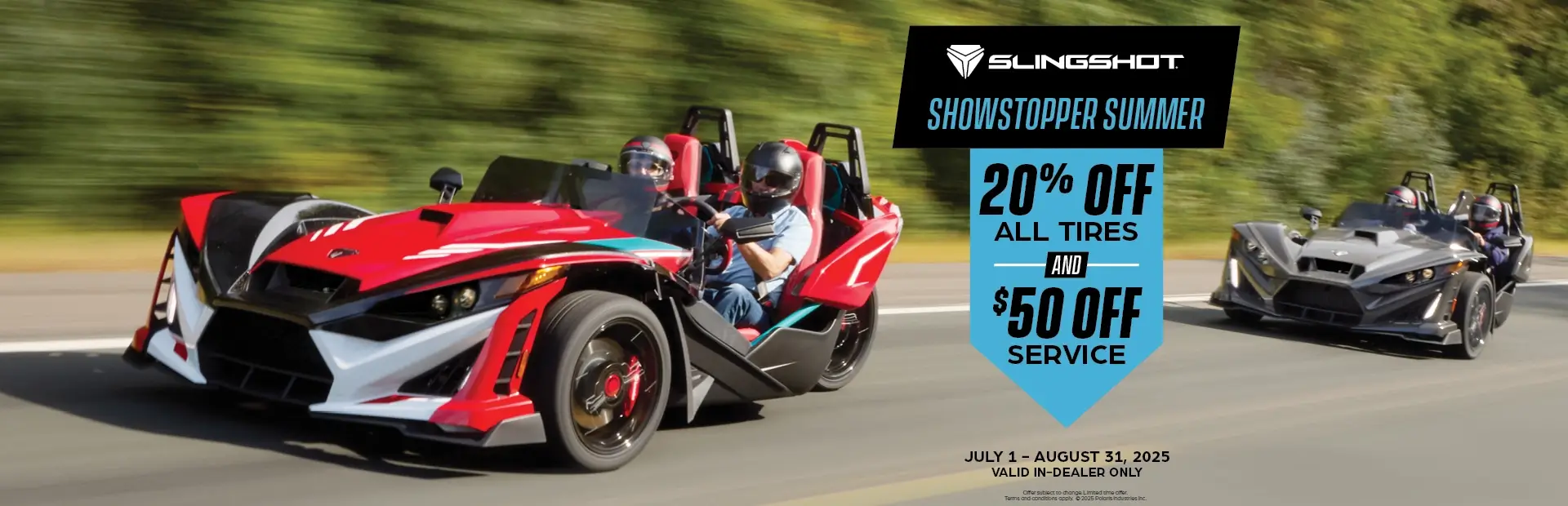 Promotion on 20% all tires and $50 off service.