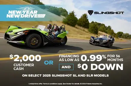 $2,000 Customer Cash or Financing offer for Slingshot SL and SLR Models