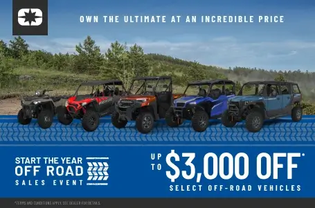 Polaris UTVs and ATVs on sale up to $3000 Off Select Off-Road Vehicles
Financing as Low as 1.99% for 36 months.