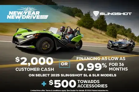 $2,000 Customer Cash or Financing offer for Slingshot SL and SLR Models
