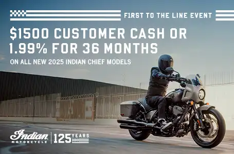 Get up to $1500 Customer Cash or 1.99% for 36 months on select 2025 Chief Models